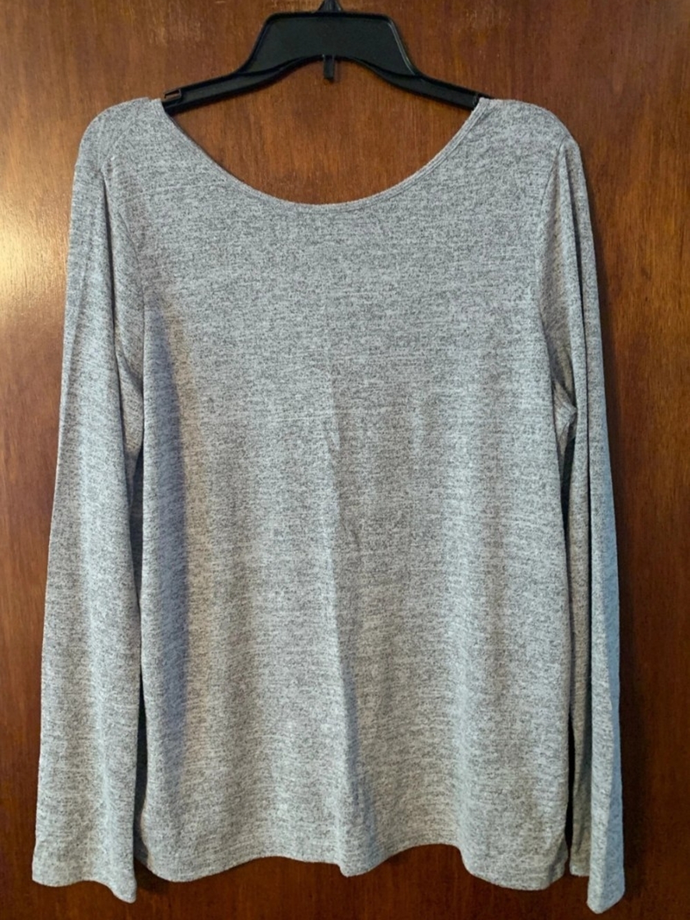 GAP Women's Heather Gray Scoop Neck Long Sleeve Top Large